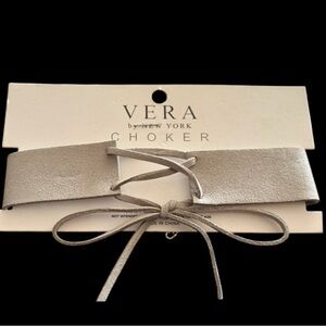 Vera by New York Grey Suede Lace-Up Choker